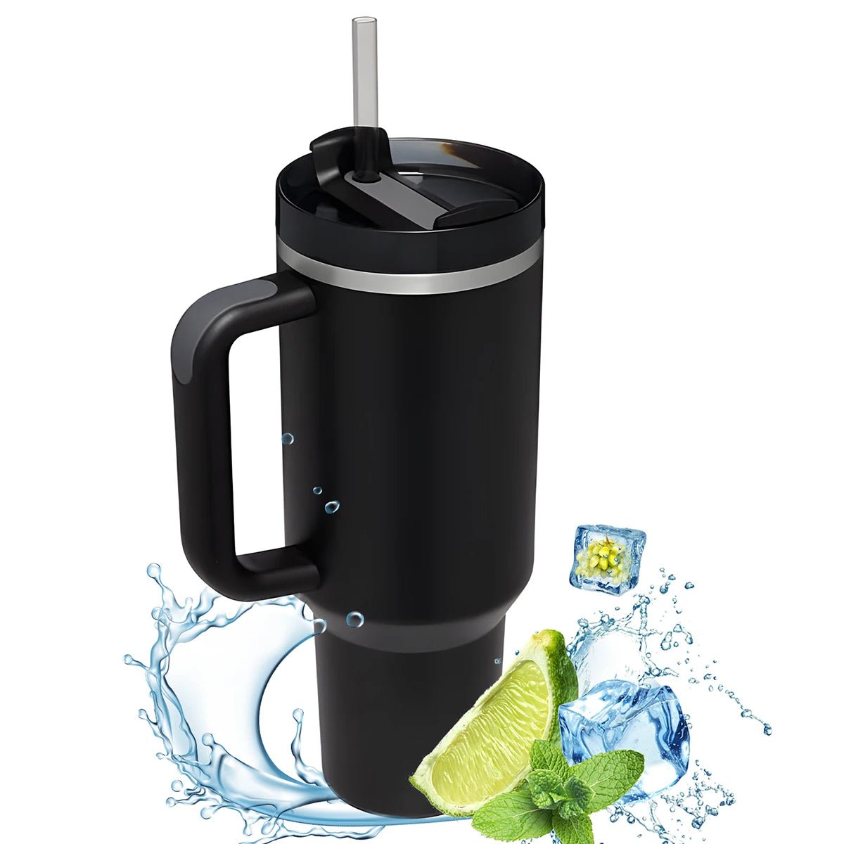 40oz Insulated Tumbler With Handle And Straw - Zentoracart