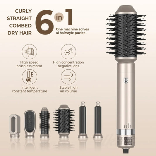 6 In 1 Hair Dryer Brush and Volumizer with Detachable Negative Ion - Zentoracart