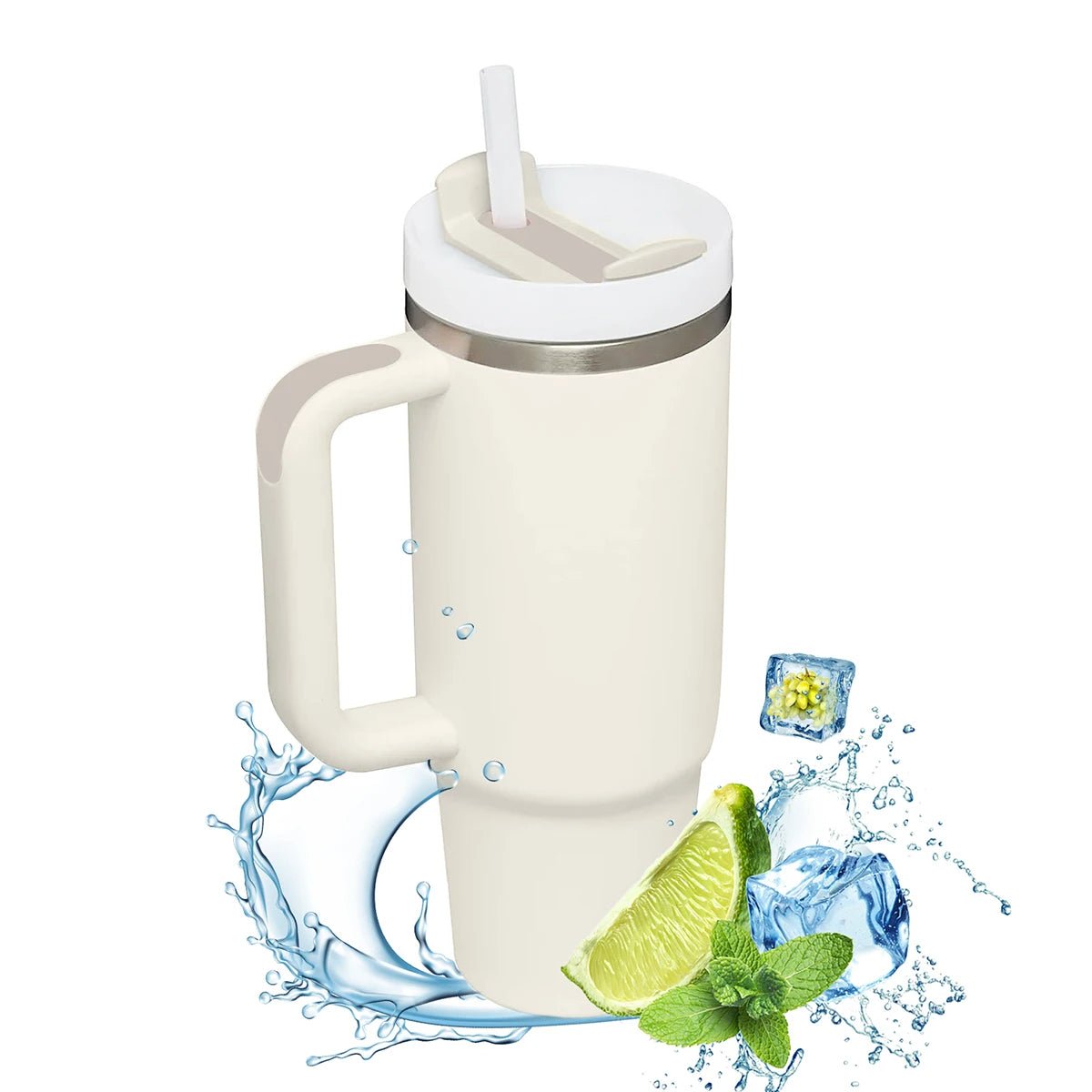 40oz Insulated Tumbler With Handle And Straw - Zentoracart