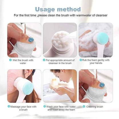 2 - in - 1 Double - Sided Silicone Face Brush - Zentoracart