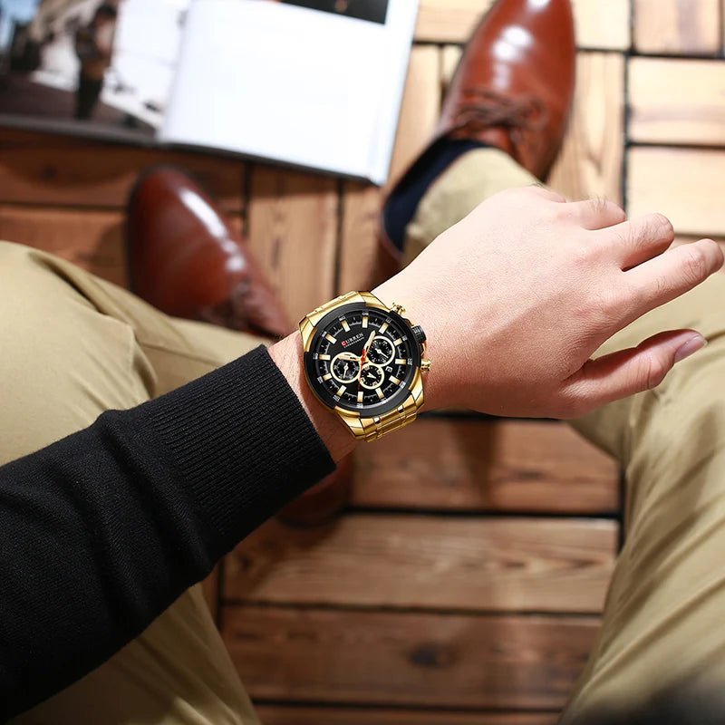 CURREN GoldForce - Luxury Men's Watch with Golden Design - Zentoracart