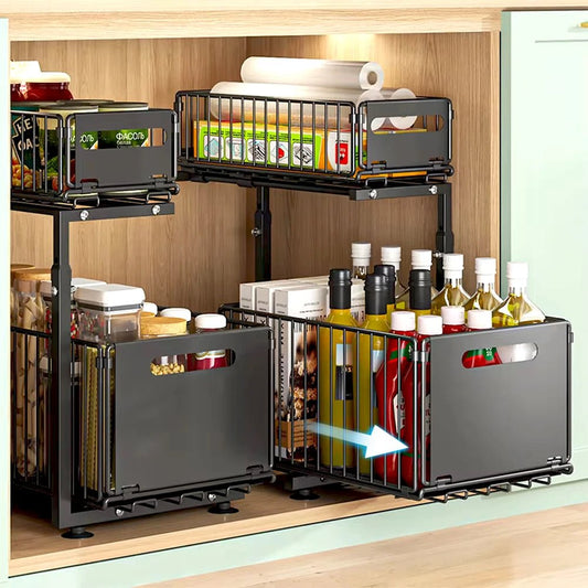 SmartSlide 2 - Tier Pull - Out Cabinet Organizer - Zentoracart