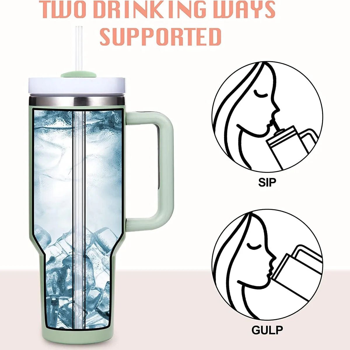 40oz Insulated Tumbler With Handle And Straw - Zentoracart