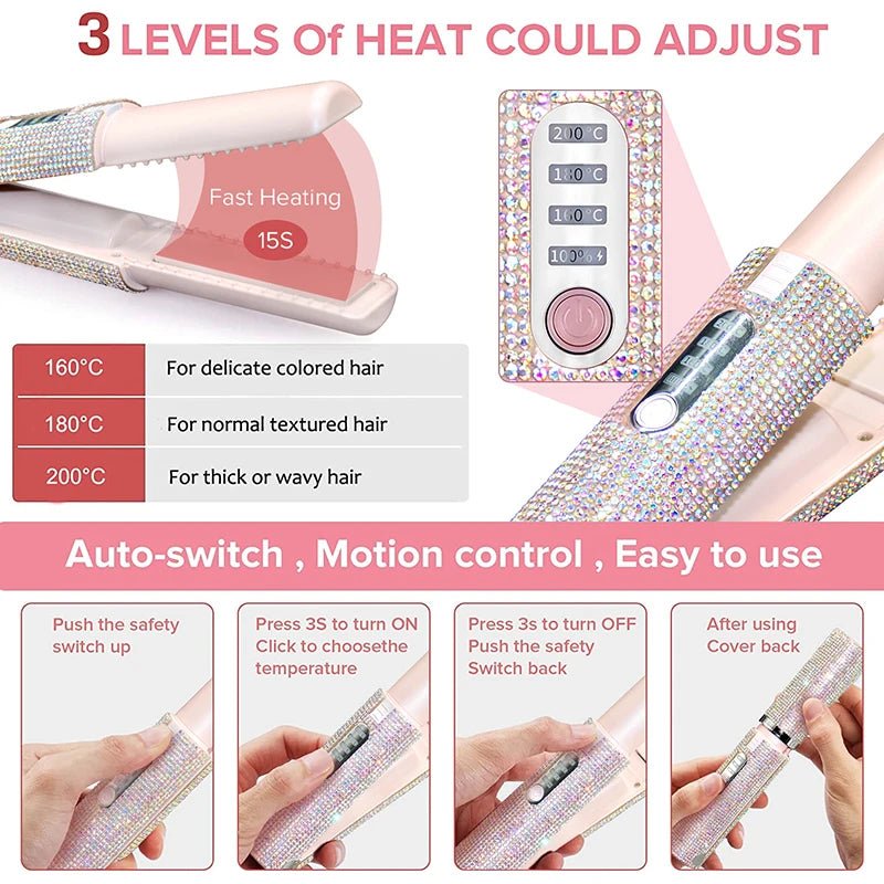 Portable Hair Straightener With Rhinestones - Zentoracart