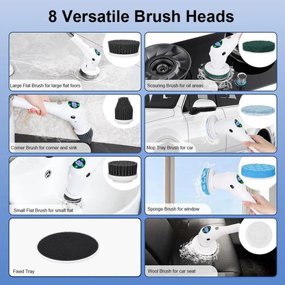 8 - in - 1 Cordless Electric Cleaning Brush for Home, Bathroom, Kitchen, and Windows - Zentoracart