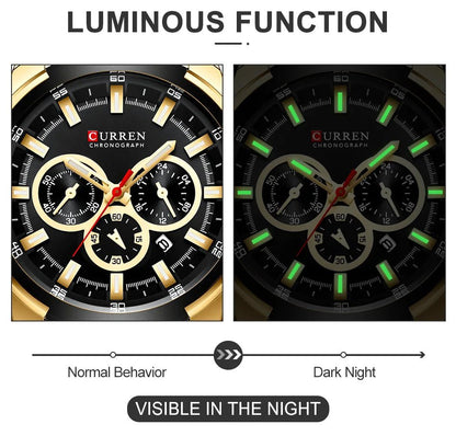 CURREN GoldForce - Luxury Men's Watch with Golden Design - Zentoracart
