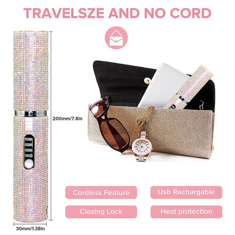 Portable Hair Straightener With Rhinestones - Zentoracart